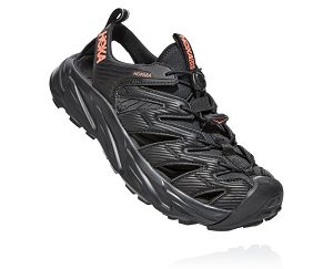 Hoka One One Hopara Womens Recovery Sandals Black/Fusion Coral | AU-9310826